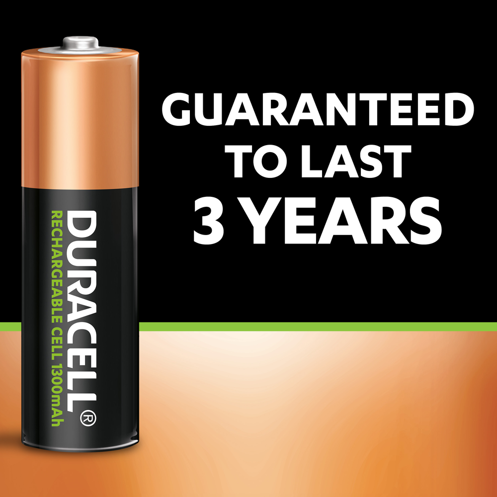 4 Piles Rechargeables Duracell 1300mAh AA / HR6